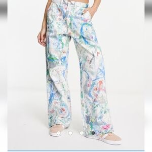 Wrangler Casey Jones Wide-Leg High Waisted Paint Splatter Carpenter Baggy Jeans